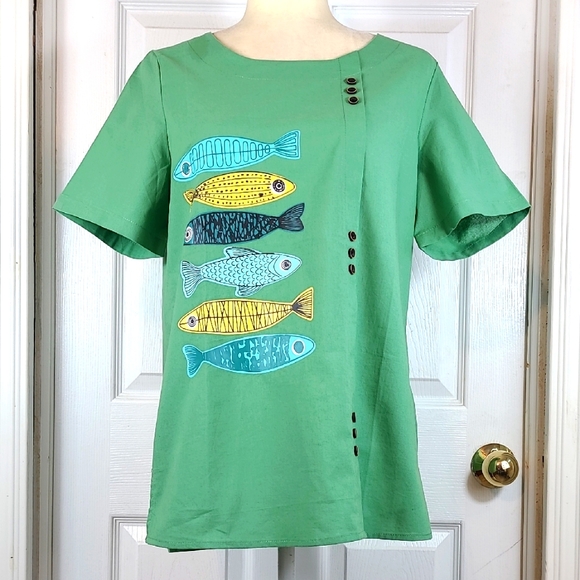 Tops - Fish Print Blouse